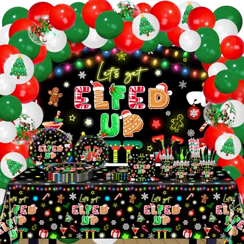 Décorations de fête de Noël pour 24 invités avec vaisselle et ballons