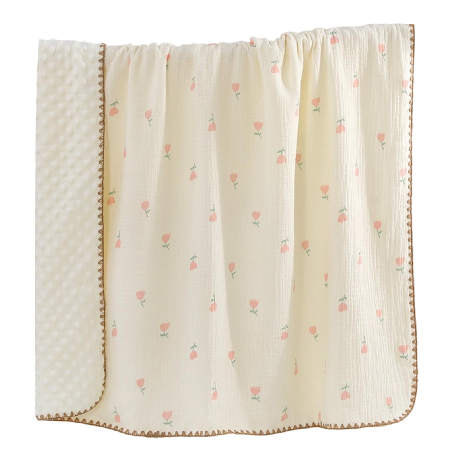 Elnwnnkc Tulip1 Super Soft Gauze Blanket With Dotted Fleece Backing Breathable Cotton Baby Swaddles Wrap Throw Blanket For Infant Baby Swaddles