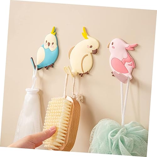 Miniatura 3 de ABOOFAN Ganchos adhesivos para colgar en la pared, 12 unidades, para baño, con forma de loro, para colgar en la pared, para ropa, pájaro, abrigo,