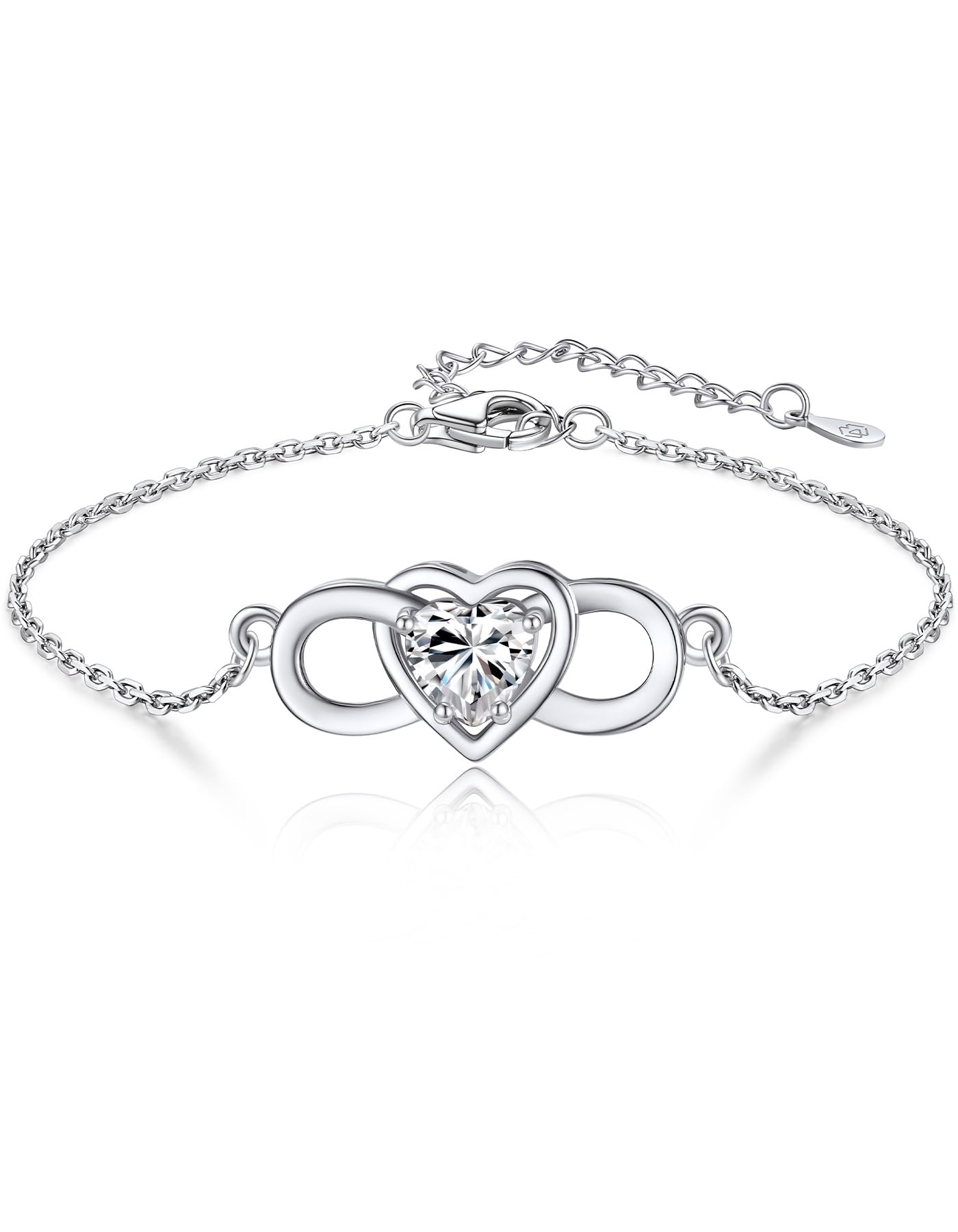 MomentWish Bracelet for Women, Birthday Gifts for Her, D Color VVS1 Moissanite Link Bracelet for Wife, 925 Sterling Silver Charm Bracelets