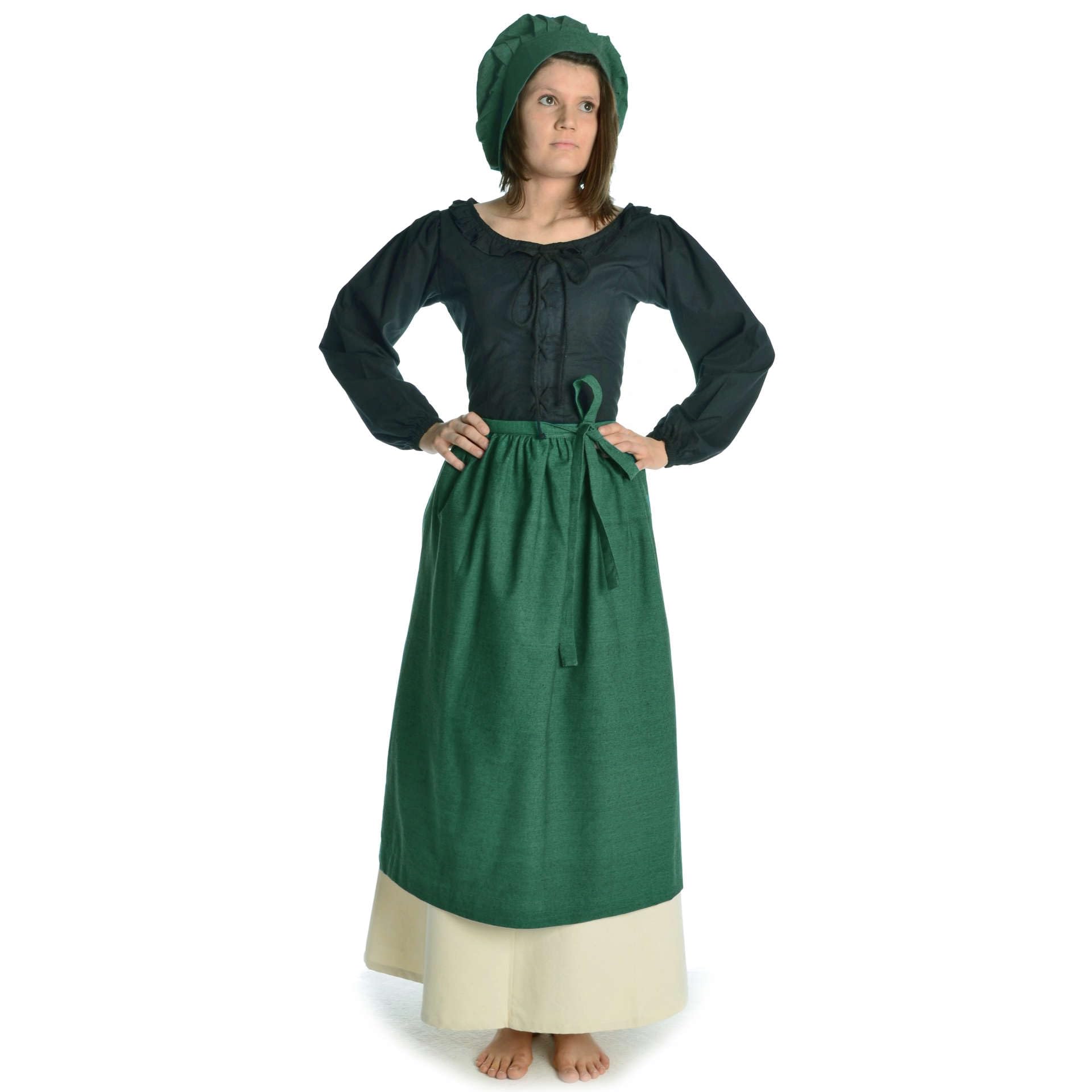 HEMAD Medieval Apron Repanse - Cotton - Brown, Red, Green, Beige, White - One Size - Green