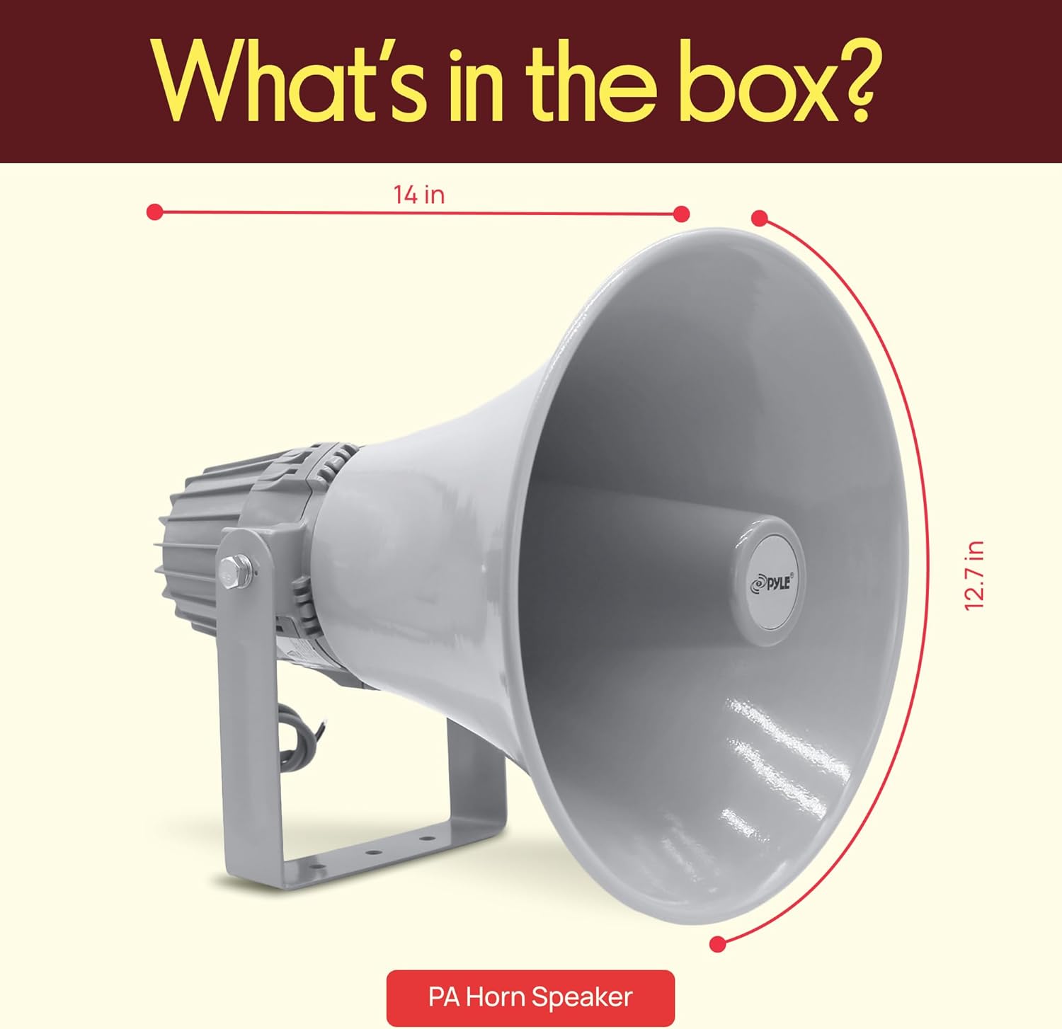 Indoor Outdoor PA Horn Speaker - 12.7 Inch 60 W Compact Loud Sound Megaphone w/ 400Hz-5KHzz Frequency, 16 Ohm, 70V/100V Transformer, Mounting Bracket Hardware, For 70V/100V Audio System - Pyle PHSP12 - Image 3