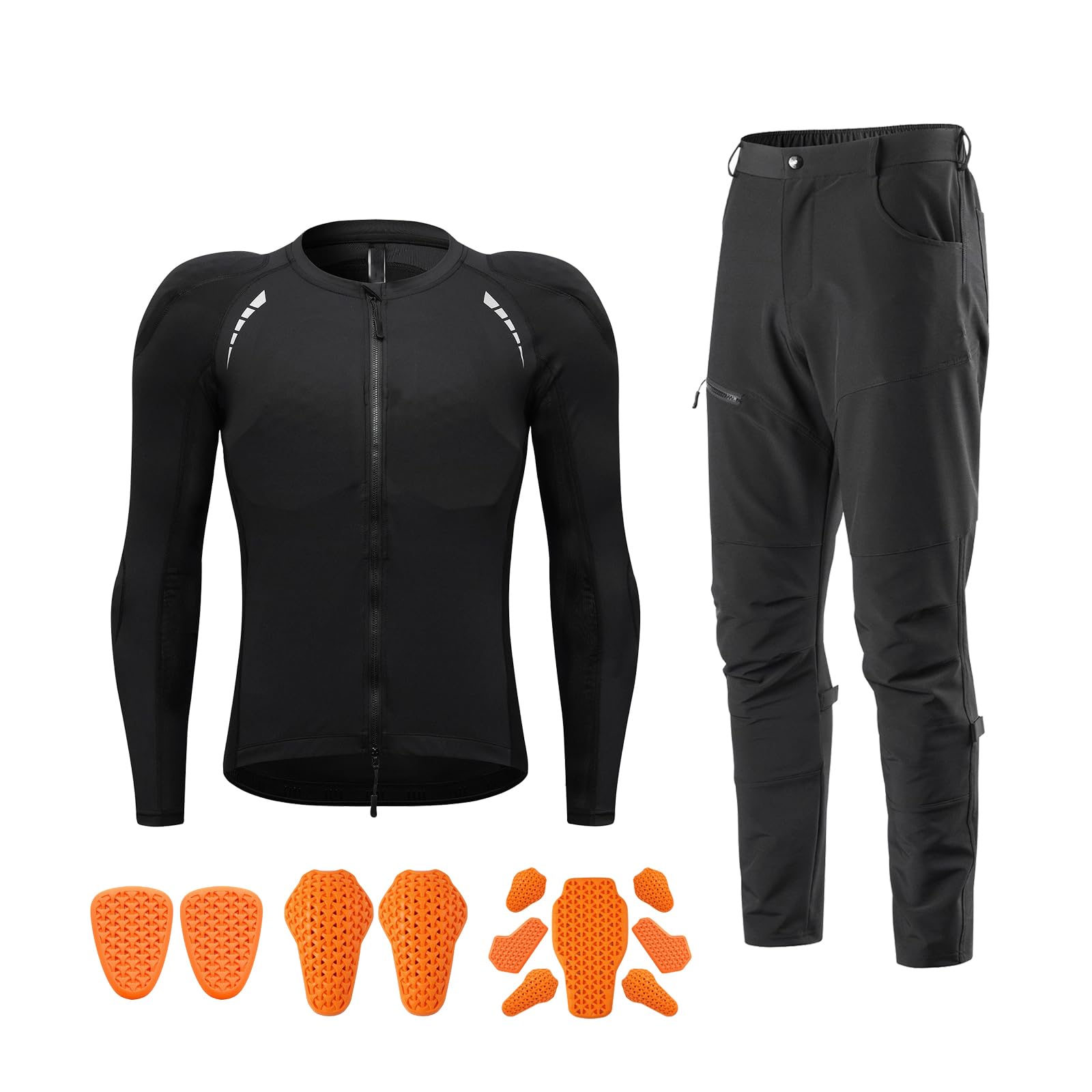 Set Giacca e Pantaloni Stile Moto per Uomo con Armatura Rimovibile, Abbigliamento Casual in Mesh Ispirato al Motociclista per Streetwear Urbano Quotidiano Vestiti Leggeri alla Moda