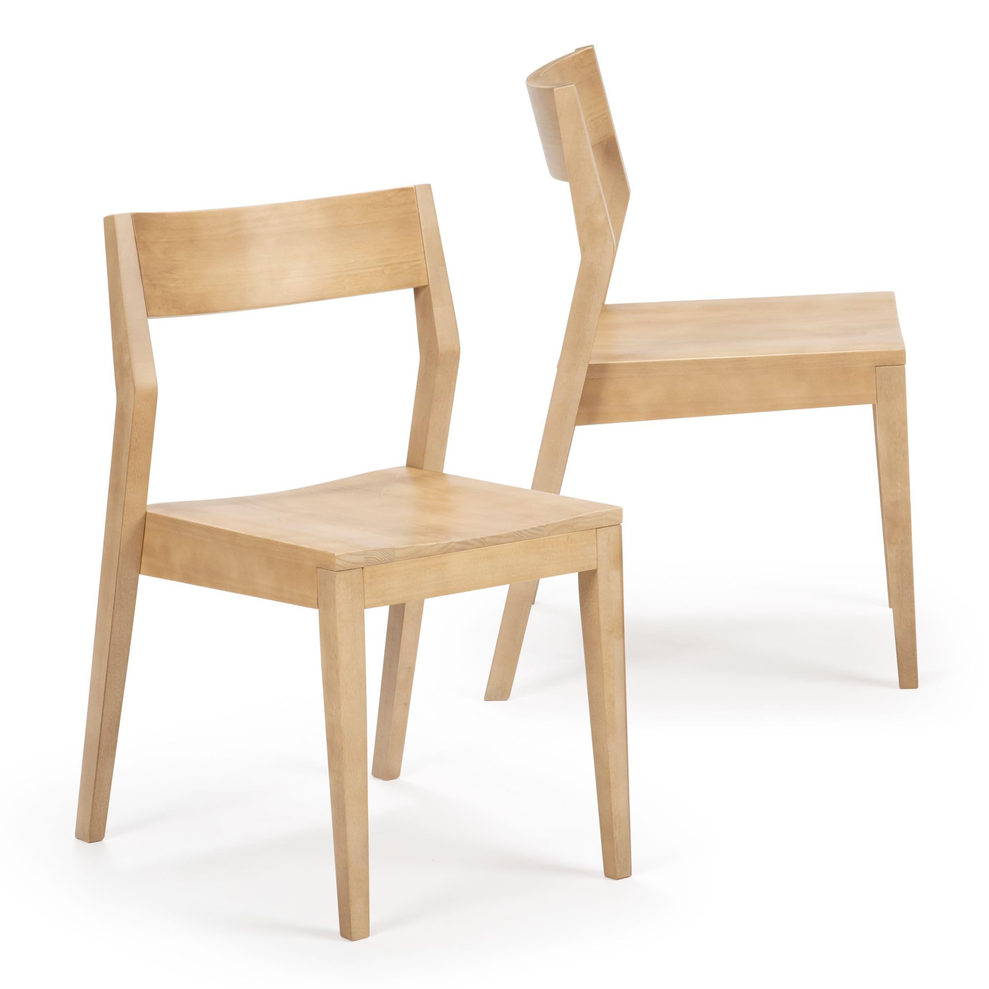 Plank+Beam Modern Dining Chair Set of 2, Wooden Kitchen and Dining Room Chairs, Wood Chair for Office, Living Room, Blonde, Blonde, Modern Chair (2 pack)