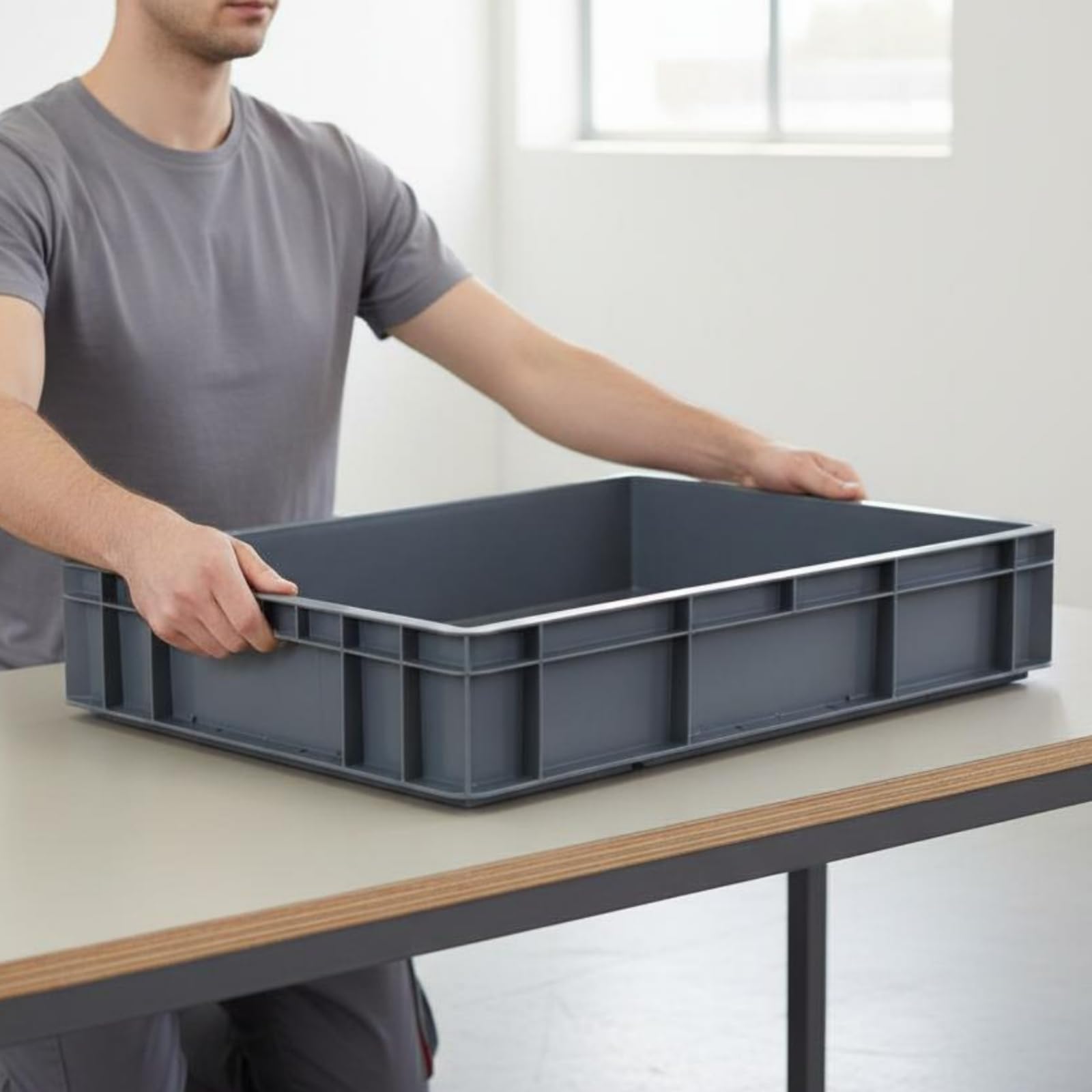 Colcolo Cassone Industriale Contenitore Logistico Scatola Impilabile in HDPE Struttura Robusta per Smistamento Pezzi Adatto a Magazzino Officina Movimentazione Articoli, Blu, EU5616