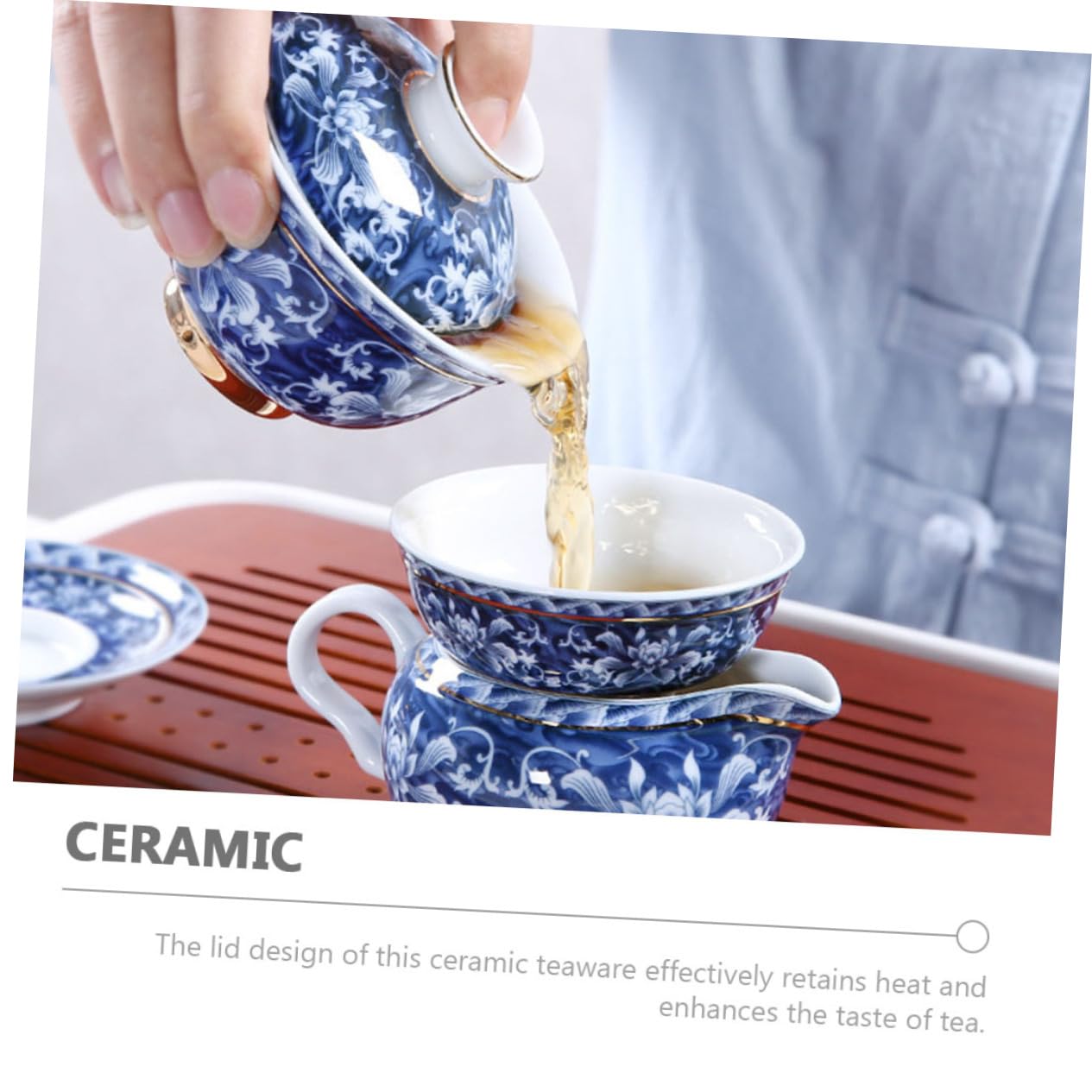 Ceramiczny kubek z pokrywką, chińska filiżanka do herbaty, 1 zestaw klasycznej wazy, chiński wystrój, miska do herbaty San CAI, dekoracyjna miska do herbaty, praktyczna miska do herbaty, chińska tra