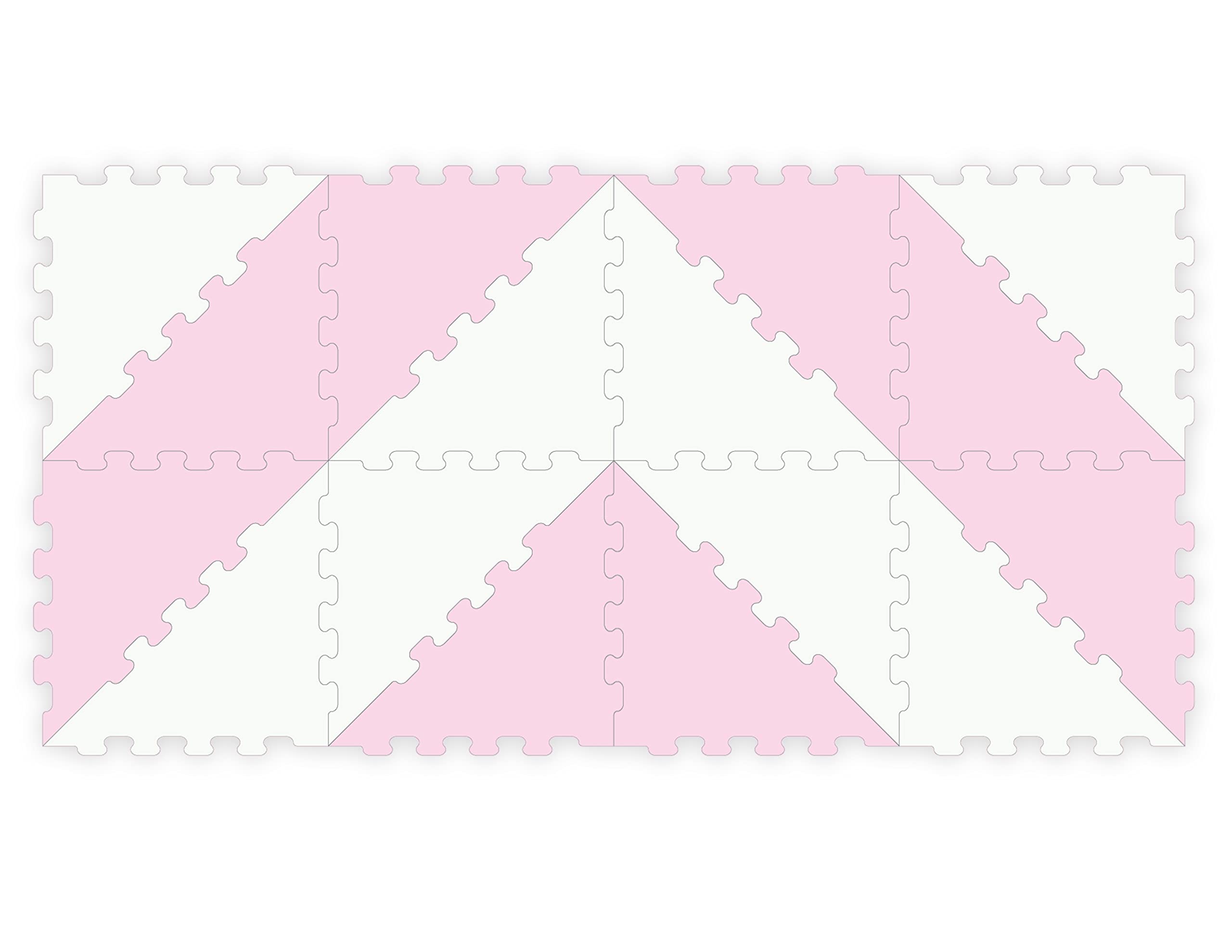 SUNTA2 Colours Triangle Puzzle Floor Mat - 16-Piece Interlocking EVA Foam Mat for Kids - Pink - Safe, Fun, and Stylish Play Area