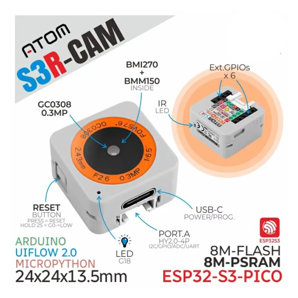 ESP32-S3 Contrôle Programmable ATOMS3R-CAM AI CHATBOT KIT Voce Base Assistant Viel
