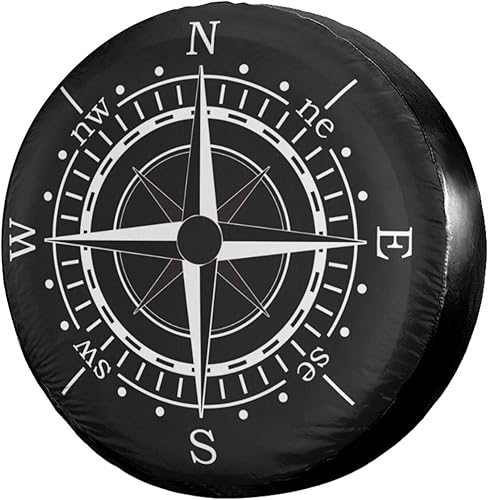 Foruidea Brújula Sun Dial - Cubierta de neumático de repuesto negra a prueba de polvo para remolque, RV, SUV y muchos vehículos de 17 pulgadas