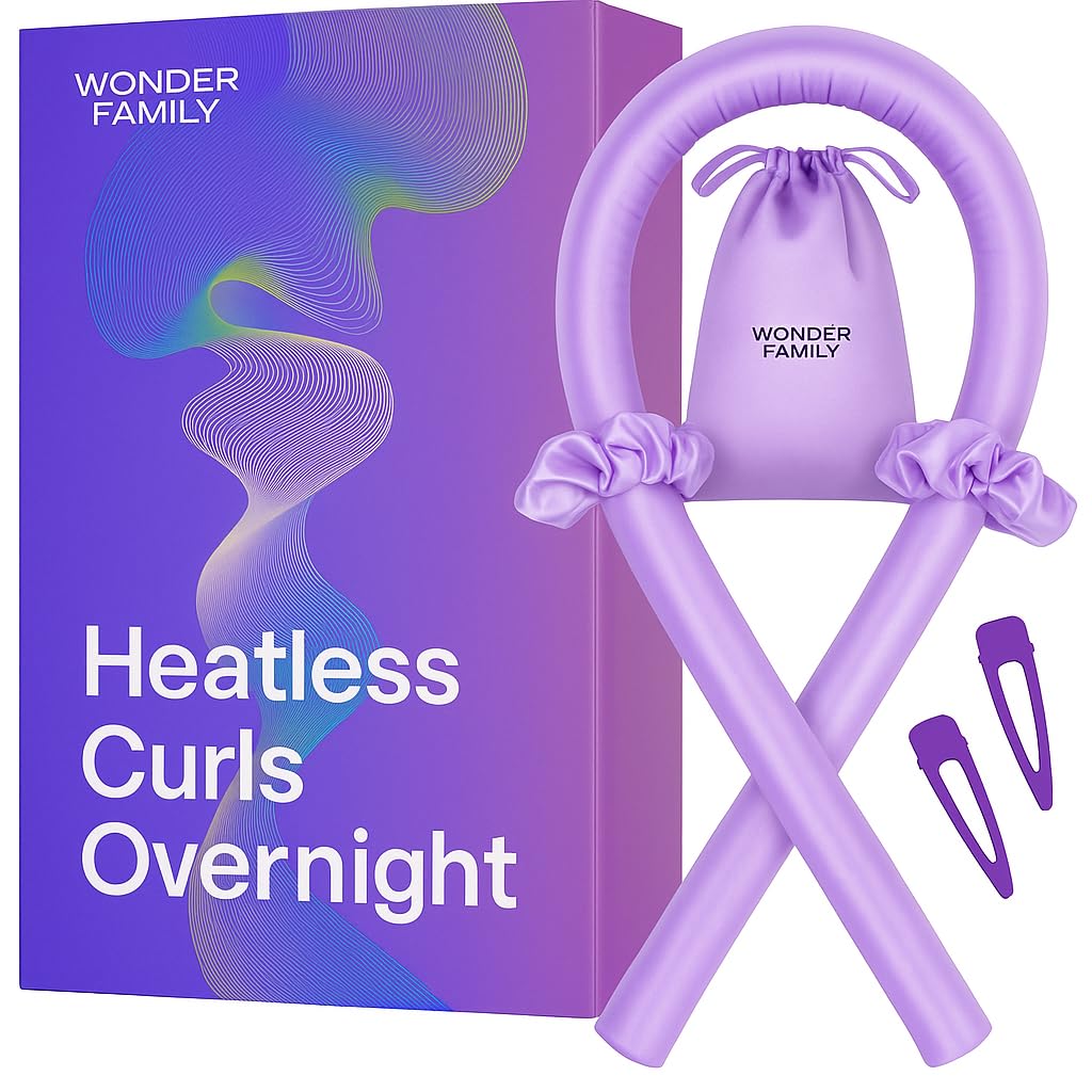 Silk Heatless Hair Curler for Short, Medium & Long Hair – Satin Curling Rod for Overnight Curls – No Heat Curlers to Sleep In with Clips, Scrunchie & Bag – Heatless Curlers for Black Women & Travel