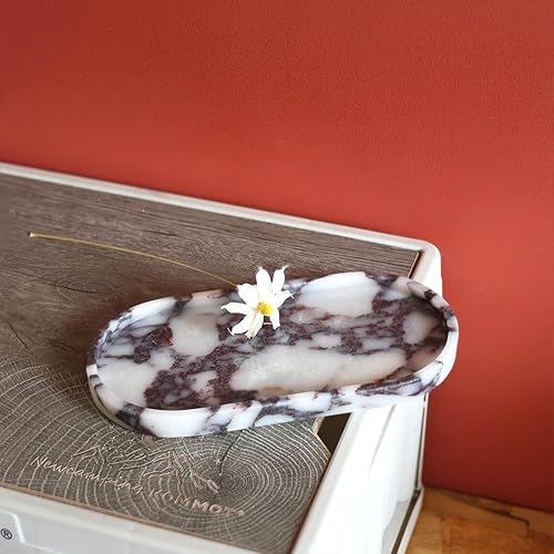 Miniatura 8 de Organizador de bandeja de toalla de mano pequeña de mármol de Calaccata Viola 100% natural, soporte de baño de maquillaje