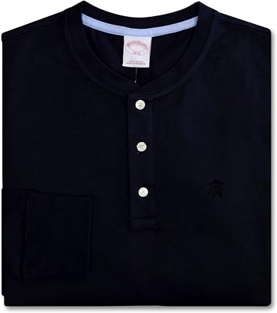 Brooks Brothers Mens Classic Fit All Cotton Long Sleeve Tonal Henley Tee T-Shirt,