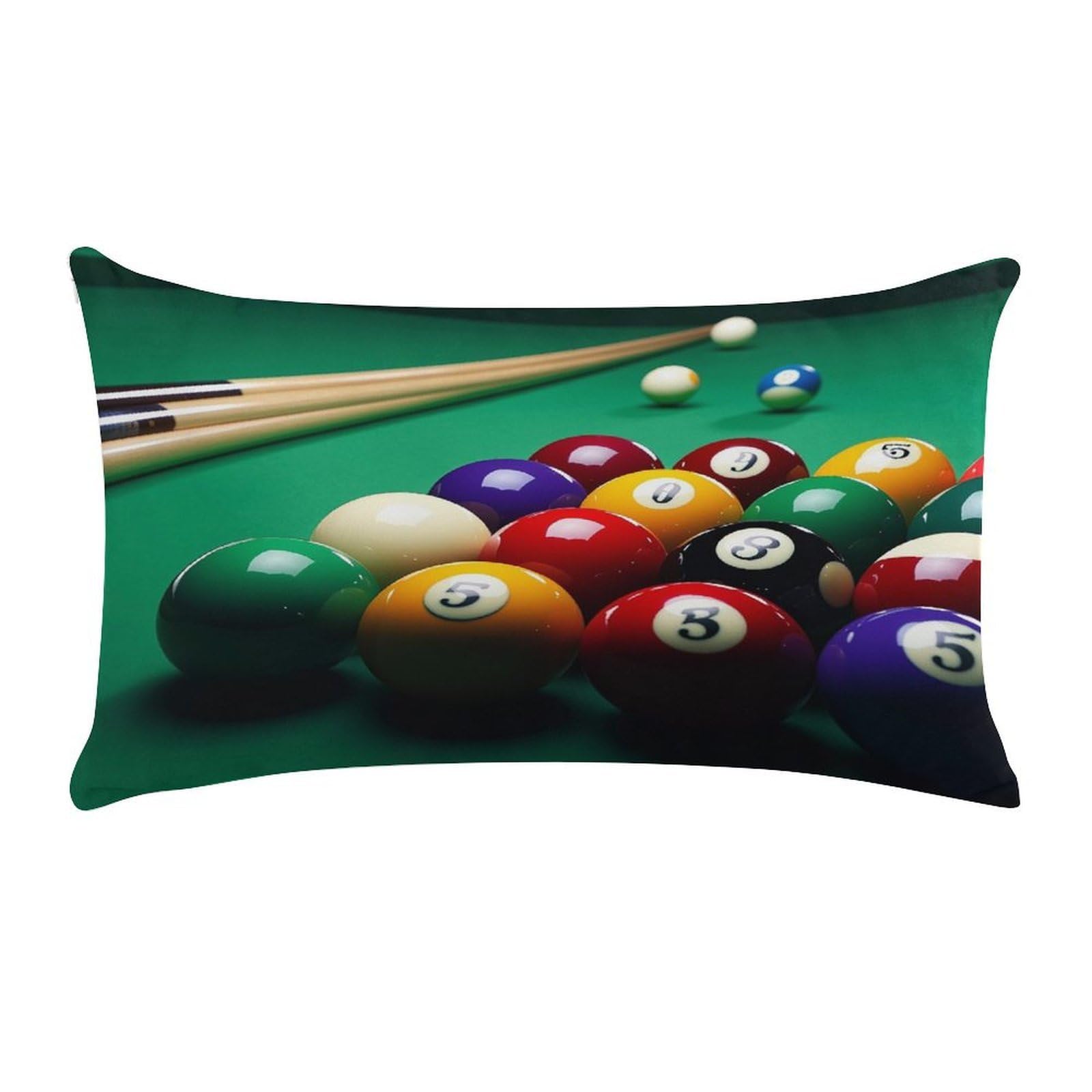 VstaDank Billiards Pillow Cover Pillowcase for All Seasons Short Plush Body Pillow Case Soft Cozy Fuzzy Lumbar Long Pillow Cover for Bed Sofa Bench 20 X 12 Inches