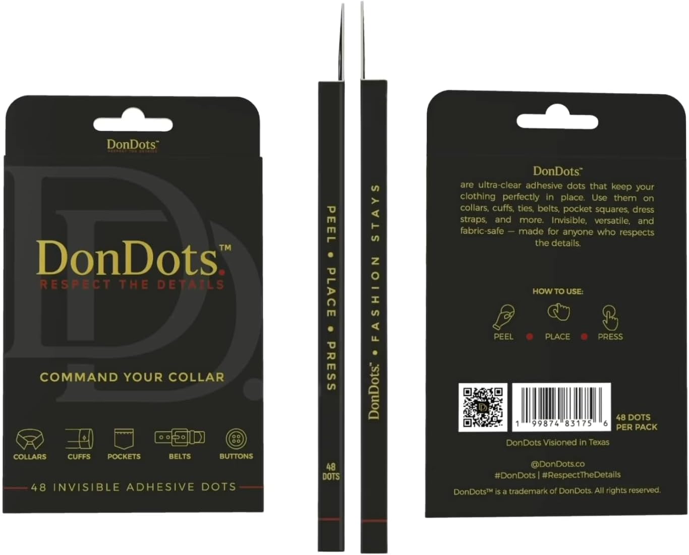 Adhesive Collar Stay Dots for Dress Shirts, Invisible Collar Support, Fabric-Safe, No-Sew Alternative to Collar Stays, All-Day Hold