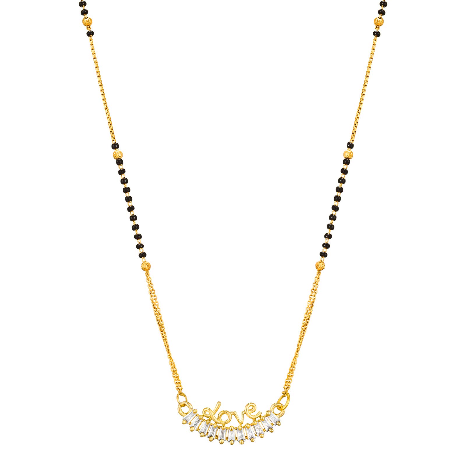 Gold Plated Black and White AD Studded and Beaded Mangalsutra For Women - MS2600-image-36