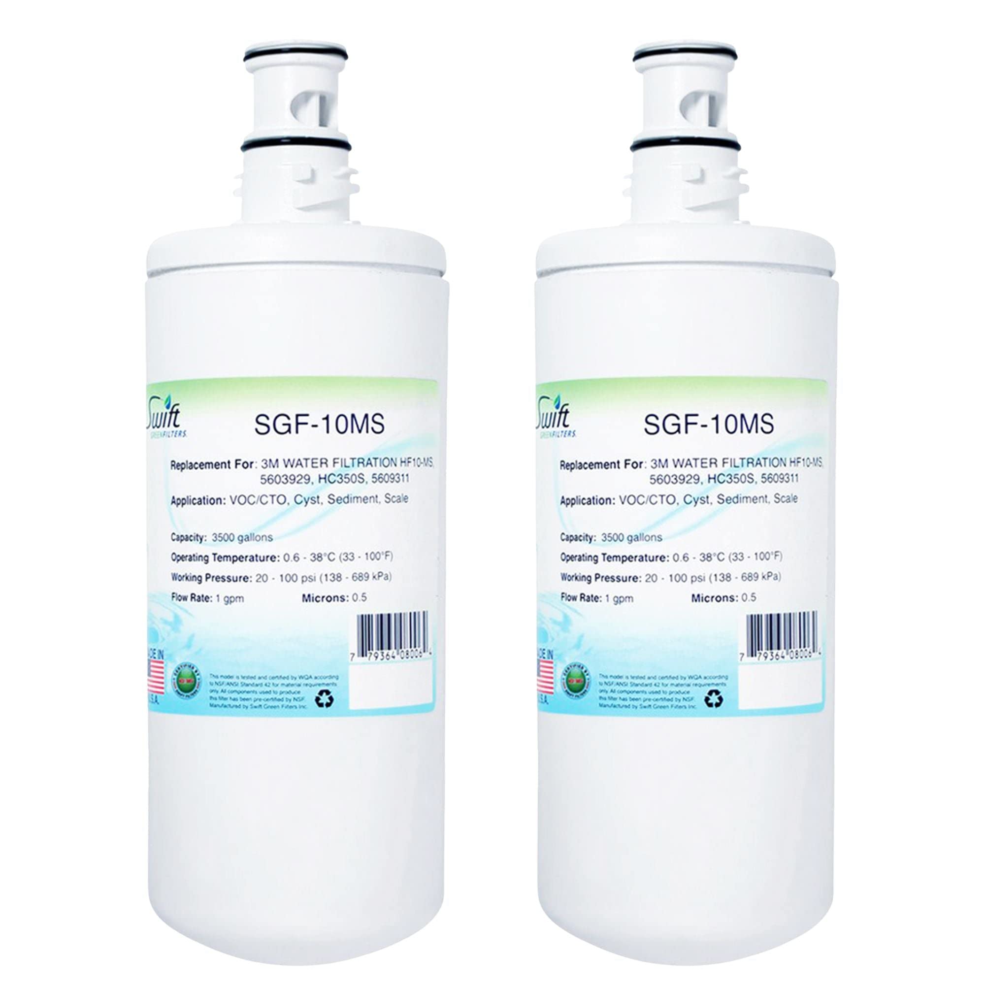 Swift Green Filters SGF-10MS Compatible Commercial Water Filter for HF10-MS, 5603929, HC350S, 5609311, Made in USA, White (2 Pack)