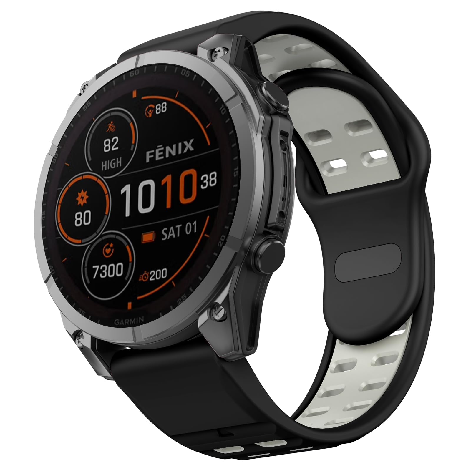 MYSNBKN 26mm Quick Fit Strap for Fenix 8 51mm/Epix Pro 51mm/Fenix 7X Pro/Fenix 7X/Fenix 6X/Fenix 6X Pro/Fenix 5X/Fenix 5X Plus/Fenix 3/Fenix 3 HR, Soft Silicone Replacement Band