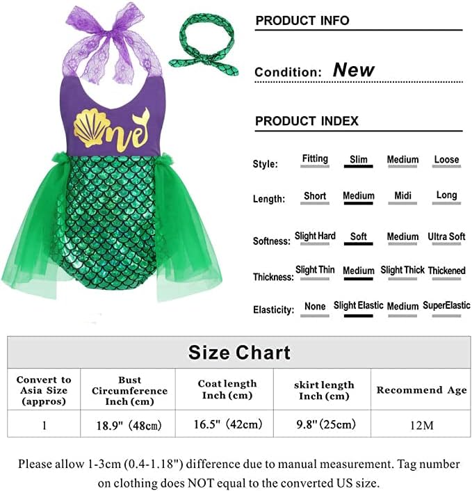 Miniatura 5 de Eledobby Mermaid 1st Birthday Outfit for Baby Girls Halloween Costume Infant Mermaids Romper Tutu Dress Party Onesie Clothes