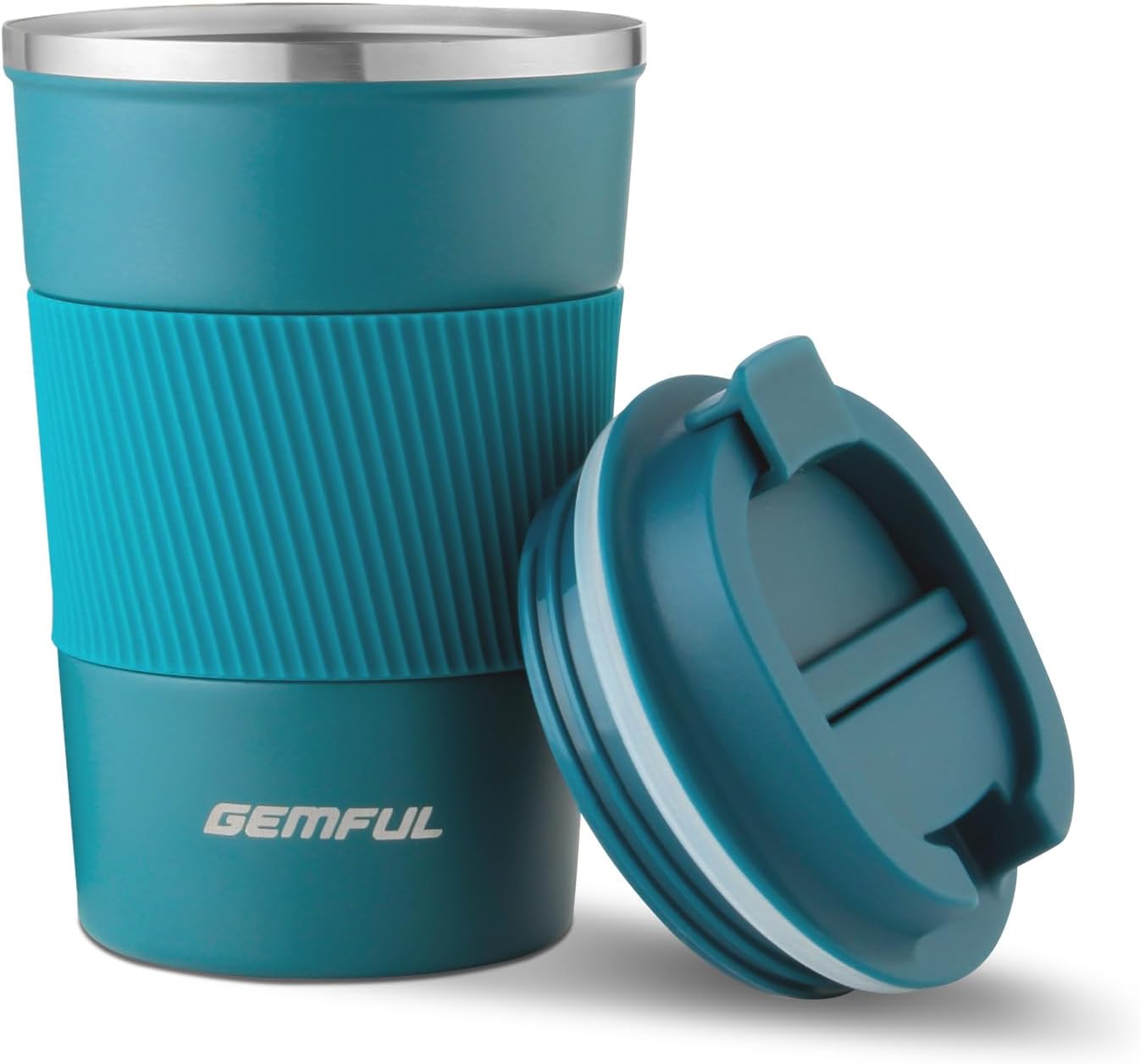 GEMFUL Travel Coffee Mug Stainless Steel Vacuum Ice and Hot Drinks Insulated Tumbler for Home Office Outdoor Works, 380ml, Blue
