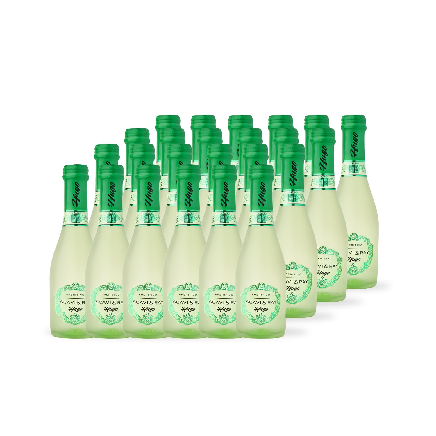 SCAVI & RAY Hugo Aperitivo Piccolo – 24 x 0,2l mediterraner Prosecco Cocktail mit Holunderblüte & Minze, erfrischend süß und spritzig, 5,5% Vol. Alkohol – perfekt für unterwegs & kleine Genussmomente