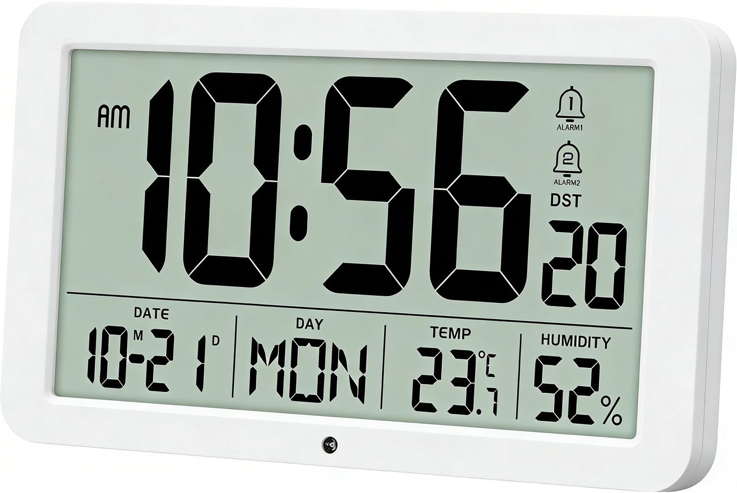 MOSUO Sveglia Digitale da Comodino, Orologio da Parete con LED Temperatura Data, 10'' Specchio Grande Schermo USB Clock, 2 Allarme 40 Musica 6 Luminosità di Regolabile 4 Volumi, Nero