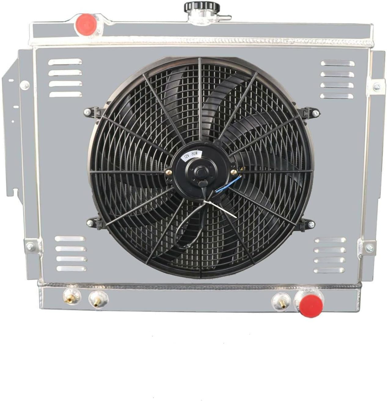 3 Row Radiator+Shroud Fan+Relay Compatible with 1979-1993 Dodge D/W 100/150/250/350 Ramcharger 5.2L 5.9L V8