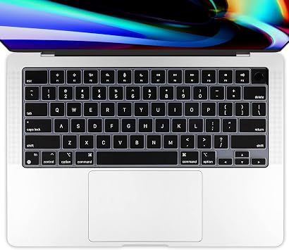 Batianda Premium Gradient Color Keyboard Cover for New MacBook Pro 14 Pro 16 2024 2023 M4 M3 M2 M1 Pro/Max Chip & New MacBook Air 13 15 inch Soft-Touch Silicone Protective Skin,Black