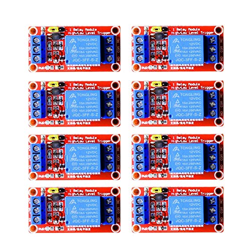 DaFuRui 12v Relay Module 8Pack 1 Channel Relay Module 12v Relays Board with Optocoupler Support High/Low Level Trigger for Arduino Relays
