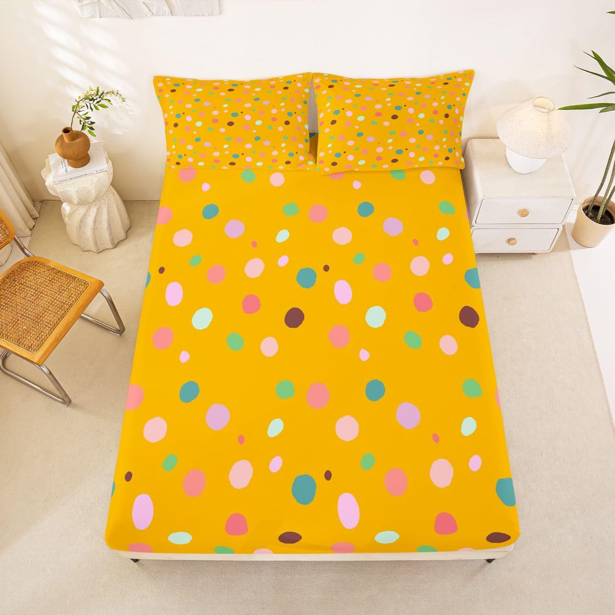 Homemissing Kinder Jungen MäDchen Orange Drap Housse 180x200cm