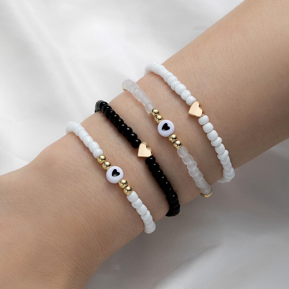 Heart Bracelet Stack Boho Beaded Jewelry For Women Gold Stackable Bracelets Stylish Gift Idea
