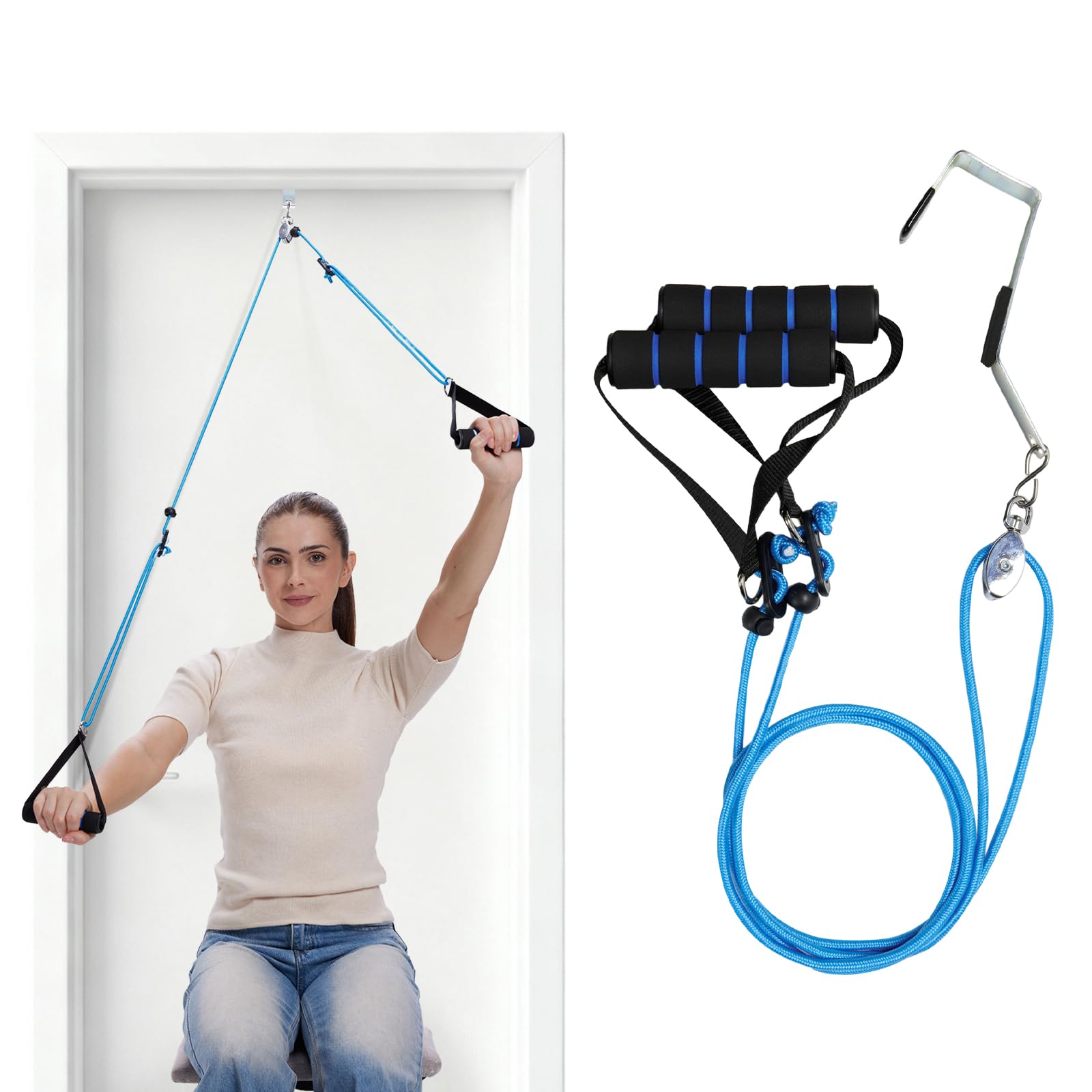 Shoulder Pulley for Physical Therapy, Pulleys for Shoulder Rehab, Over the Door Physical Therapy System, Arm Exercise Pulley Equipment