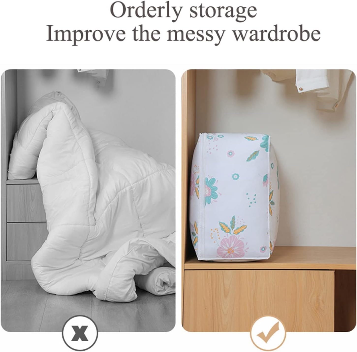 CAZOY Storage Bags Large Capacity, Moving Foldable Space Saver Bags for Clothing, Portable Clothes Closet Organizer Containers for Under-Bed Storage, 3 Pieces (Color : C, Size : 27.6X9.8x19.7in)