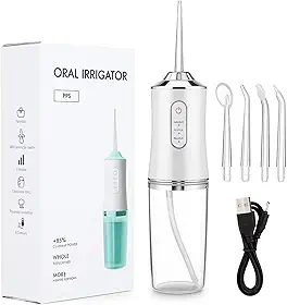 Irrigador Oral Bucal Portátil Premium 220ml – Jato de Água Supersônico com 3 Modos, Limpeza Profunda para Dentes, Gengivas e Aparelho Ortodôntico