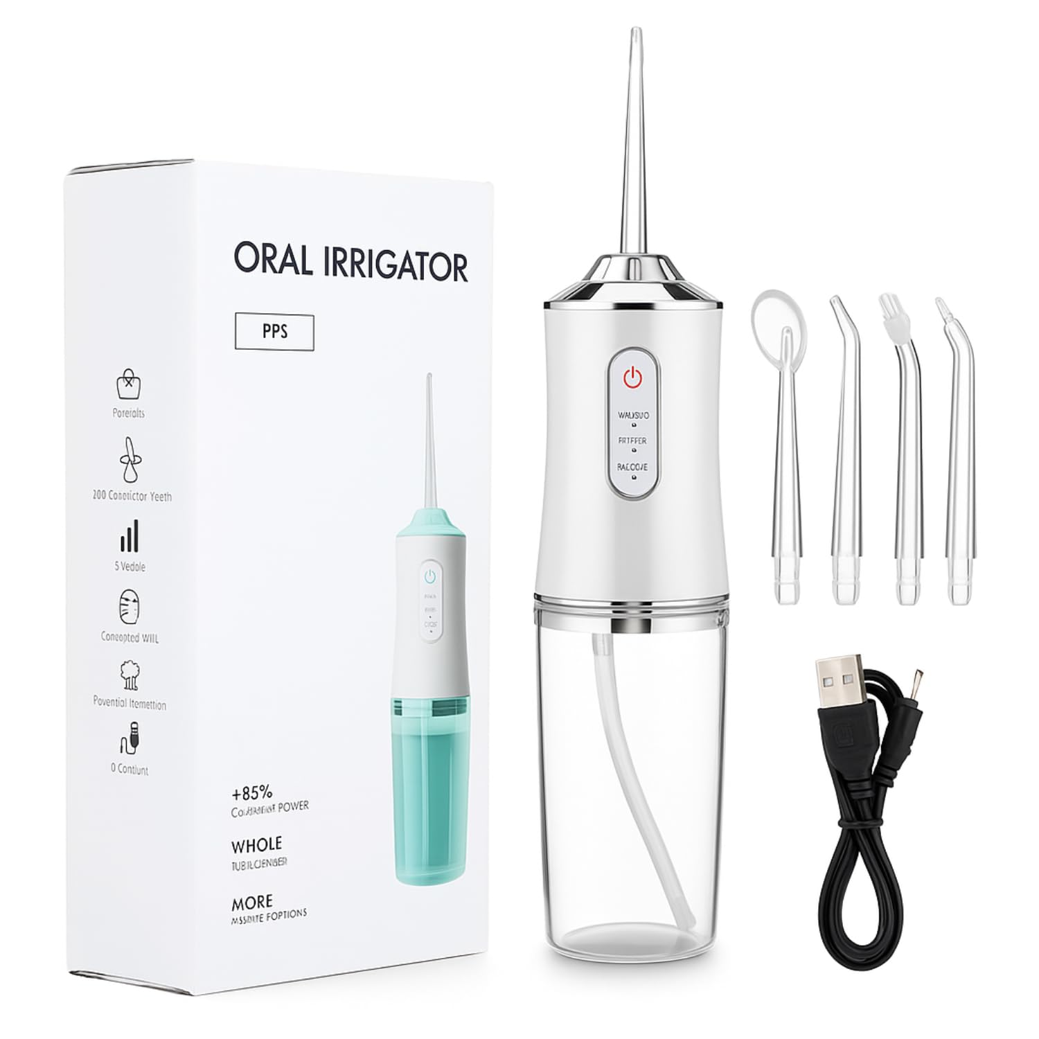 Irrigador Oral Bucal Portátil Premium 220ml – Jato de Água Supersônico com 3 Modos,