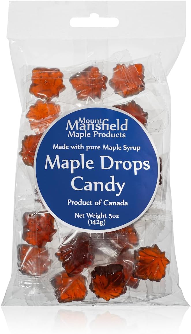 Mansfield Maple Drops Hard Candy Made With Real Syrup (5Oz Cellophane Bag)