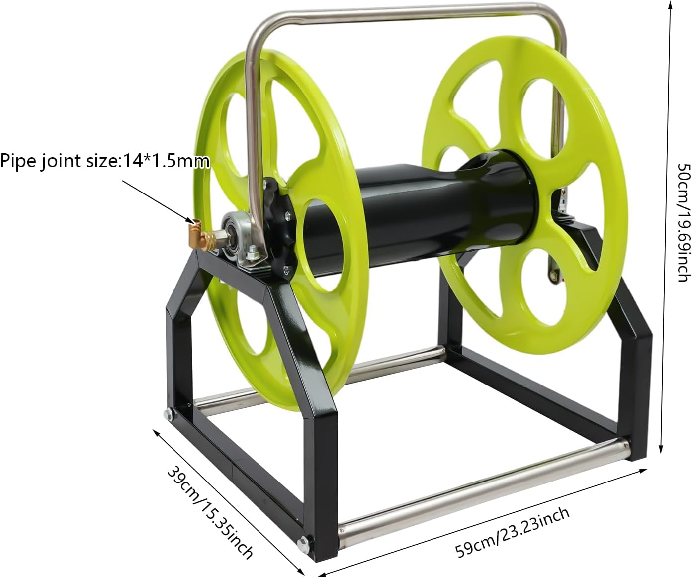 Heavy Duty Garden Hose Reel Floor Mounted Metal Hose Reels with Brackets and Handle, Portable Hose Holder for Watering Lawn and Flowers, Holds up to 328.1FT