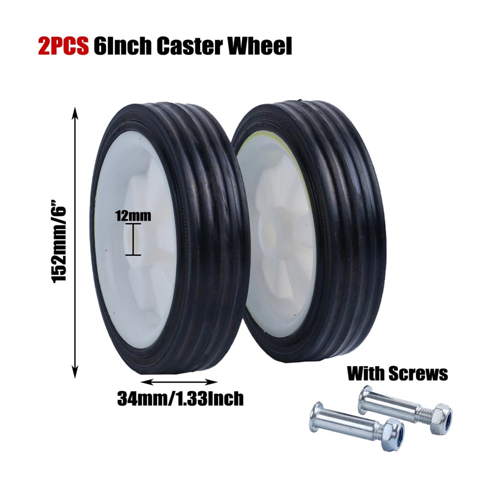 Ruedas giratorias de compresor de aire, 1 par, 5/6 pulgadas, for bombas de aire, máquinas sin aceite, absorción de impacto, piezas neumáticas silenciosas antideslizantes(2pcs 6Inch Wheel)