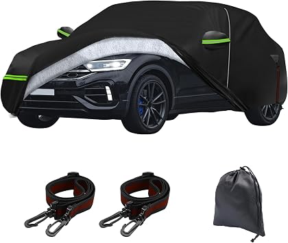 Waterproof Car Cover Compatible with VW T-Roc Cabriole 2019-2025, 6 Layers Outdoor Full Car Cover Sun Rain UV Dust Protection with Door Zipper Windproof Strap