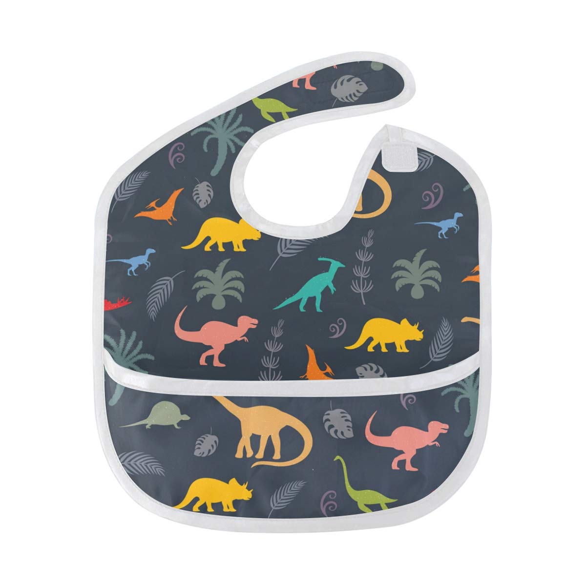 Kmahbe Bavaglini Con Maniche Lunghe Impermeabili – 2 Pezzi (Dinosauro E Orso) – Per Bambini 6-24 Mesi – Con Tasca Grande - 3