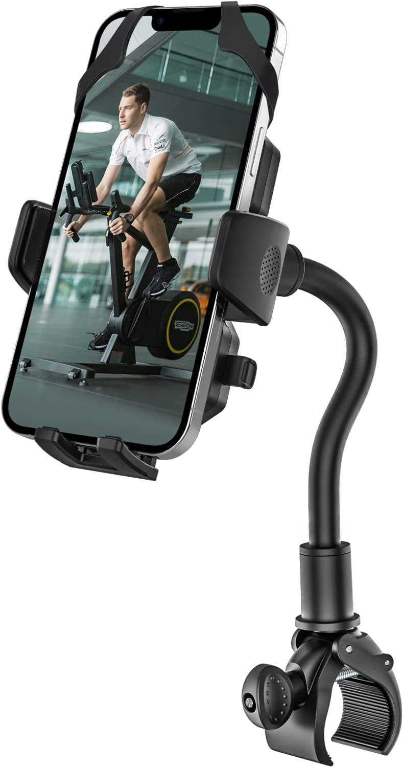 woleyi Gooseneck Spin Bike Phone Mount, Handlebar Clip Cell