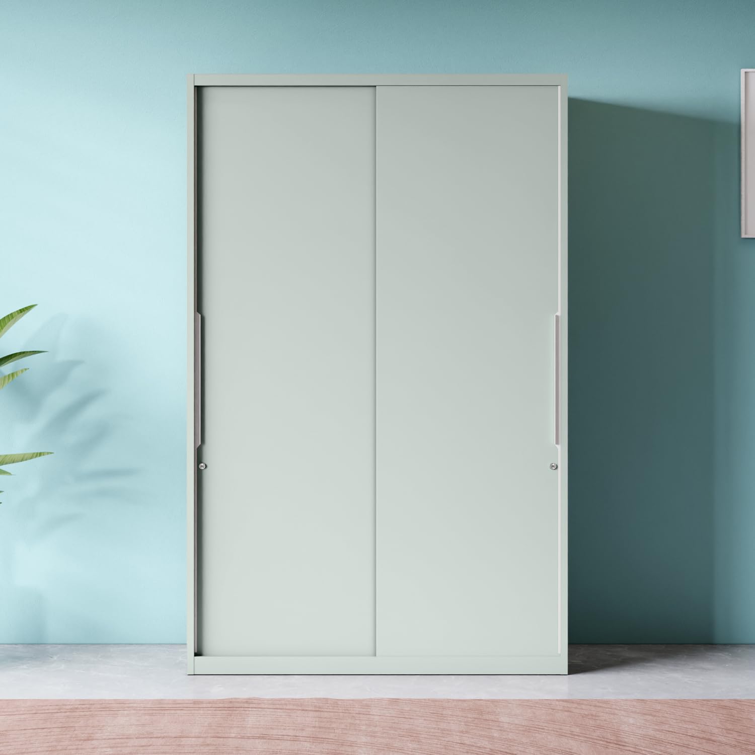 Interio by Godrej Slide N Store Pro Plus 2-Door Steel Wardrobe (Matte Sky Gray), 1-Year Warranty, 2 Drawers-image-33