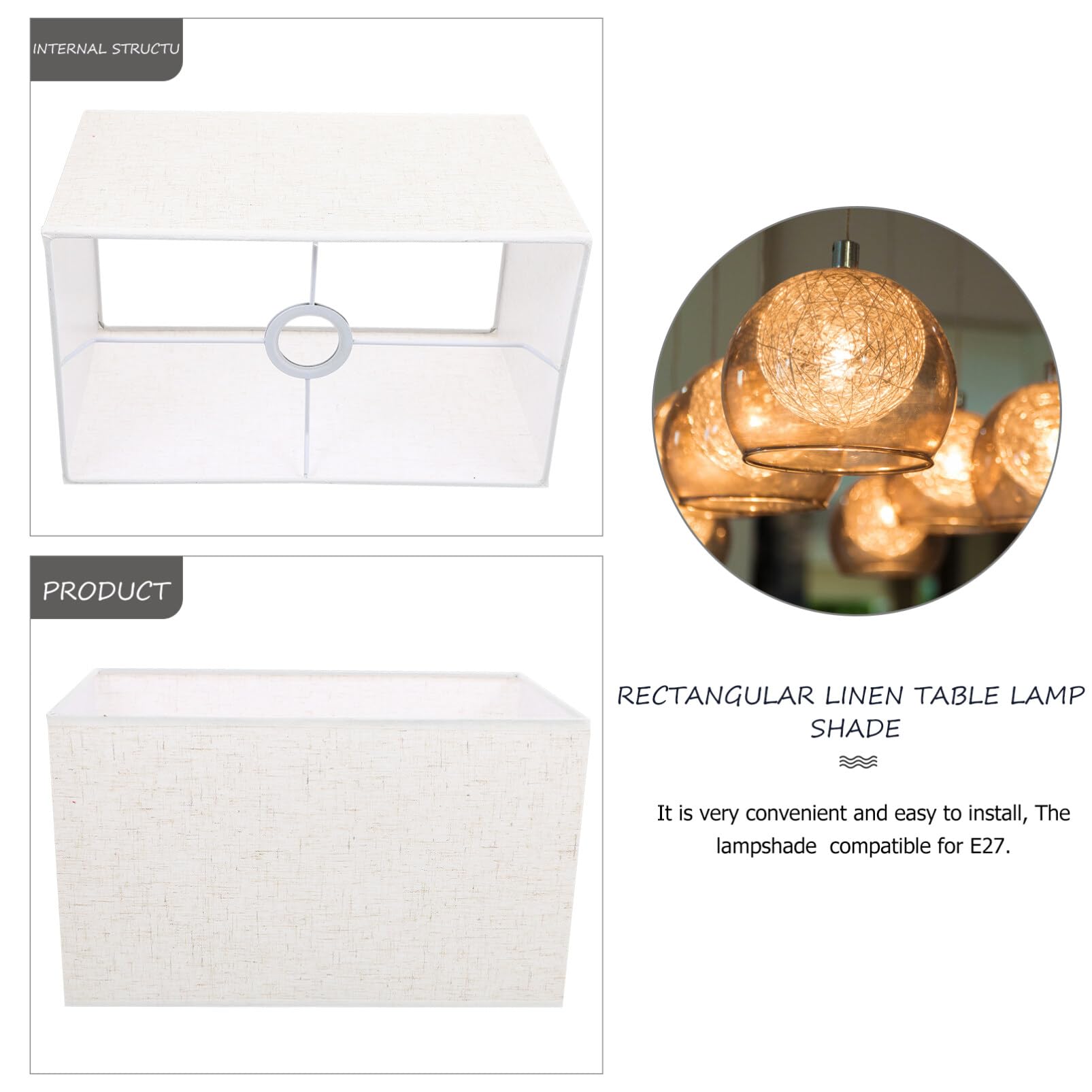 OSALADI Burlap Lamp Shades Linen Large Square Lamp Shade, Hand Crafted E27 Simple Cloth Lampshade Replacement, Linen Lamp Shade for Table Floor Lamps, Beige Wall Lamp Cover