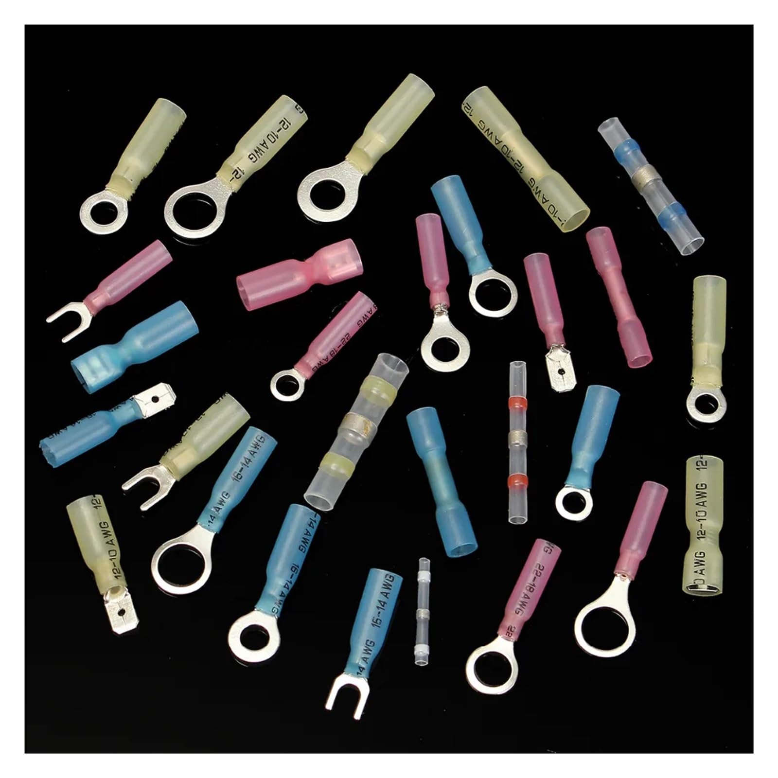 Lot de 260 cosses thermorétractables Assorties, connecteurs de Fils, cosses à, bagues, fourches, cosses à, Manchons for câbles