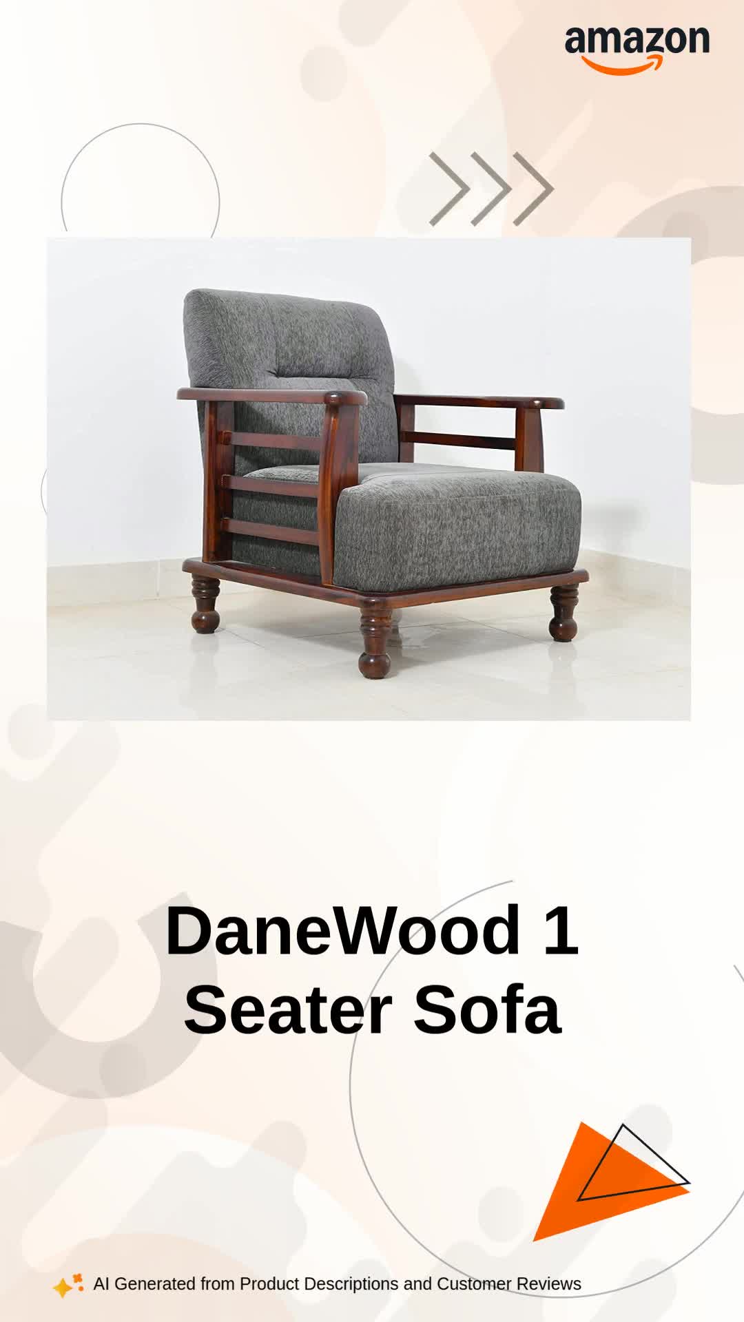 DaneWood 1 Seater Sofa - Set of 2 Combo | Single Seater Arm Chair