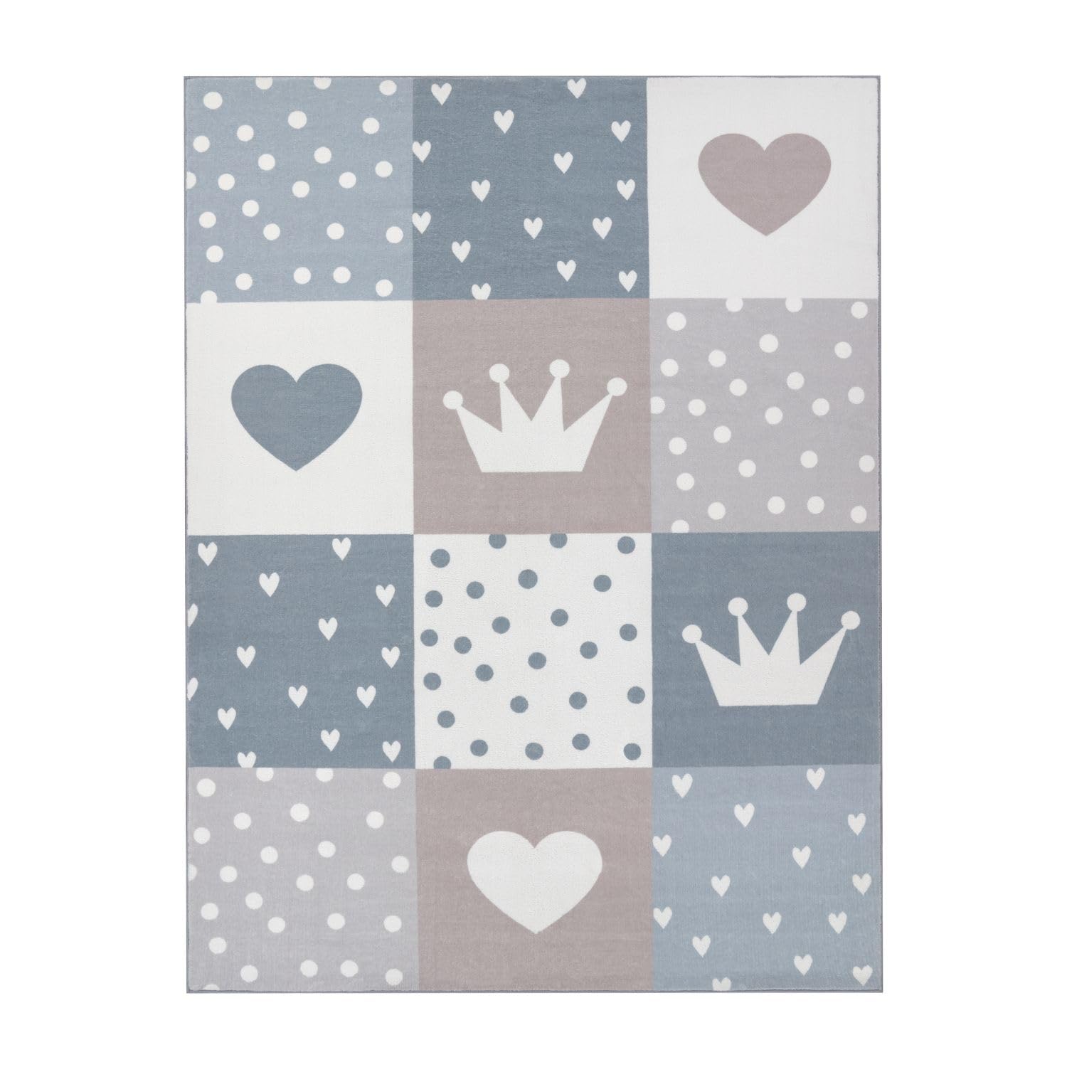 TT Home Kindertapijt Tapijt Jongen Meisje Kindertapijt Baby Hartjes Pastel, Kleur:Roze Blauw Geel, Maat:120x160 cm