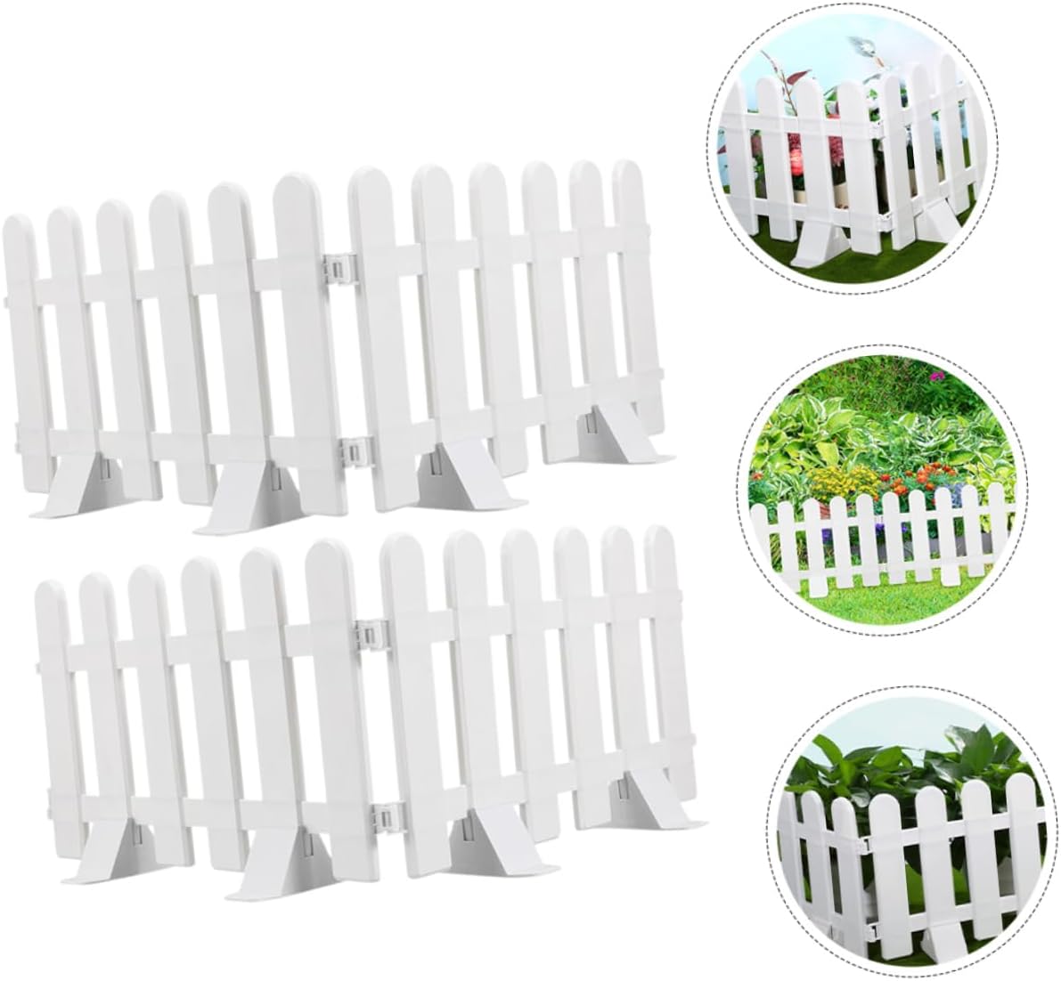4 Pcs Decorative Fence Panels White Picket Fence for Garden Balcony Pathway Edging