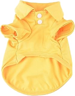 Polo de verano para perro, ropa suave y transpirable para cachorros para perros pequeños, ropa de gato de color sólido, disfraz para mascotas aplicable a chihuahua (amarillo, XS)