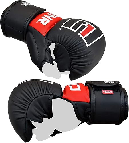 Combat Corner MMA Spar Guantes para Hombre y Mujer - MMA, Kickboxing, Muay Thai Sparring Guantes de Entrenamiento Negro