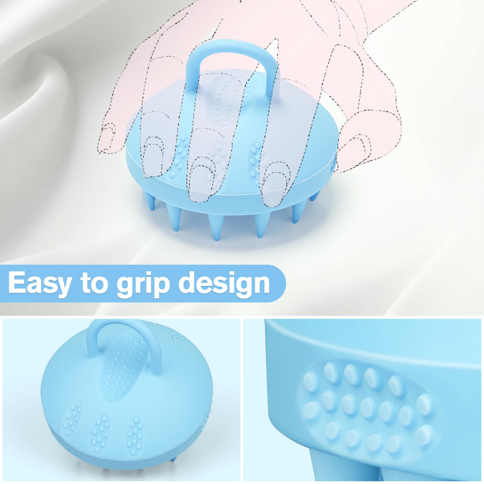 Alyvisun Scalp Massager Szczotka do szamponu, miękka silikonowa szczotka | Relaks i czystość głowy | Peeling do skóry głowy - Niebieski