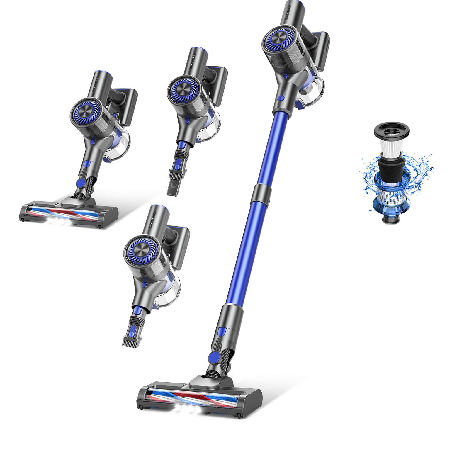 WLOTPO Cordless Vacuum Cleaner,Vacuum Cleaners for Home with Super Suction,Stick Vacuum Cleaner Rechargeable Up to 35 Mins Runtime,Lightweight Hardwood Floor Vacuum for Pet Hair,Carpet(Blue)